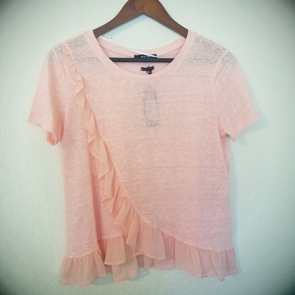 NWT MISS ME Perfect Peach Burnout Ruffle Top - Picture 7 of 8